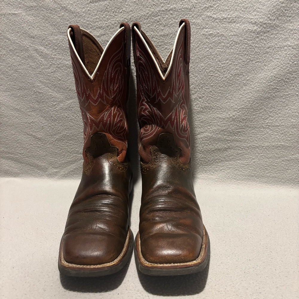 Justin Boots Men's Brown and Red Leather Western Boots